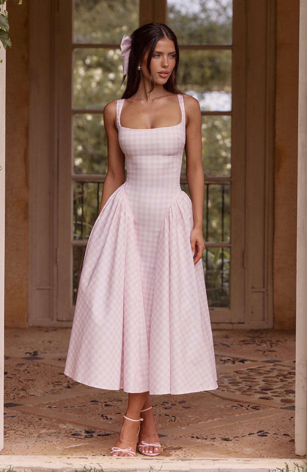 Women's A-Line Midi Dress – Square Neck & Sleeveless