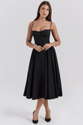 Women's Midi Dress – Strappy Neckline & Slim Fit