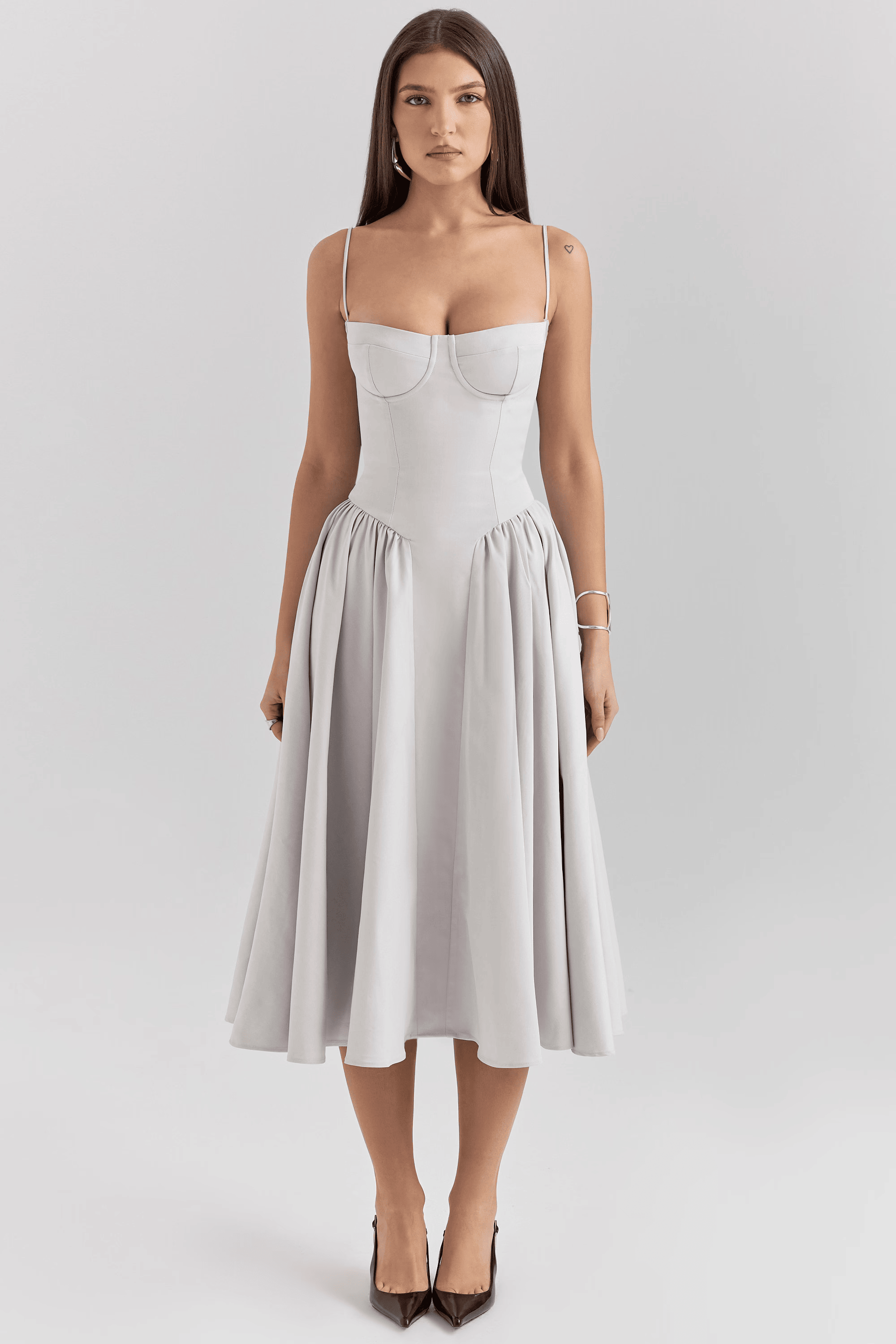 Women's Midi Dress – Strappy Neckline & Slim Fit