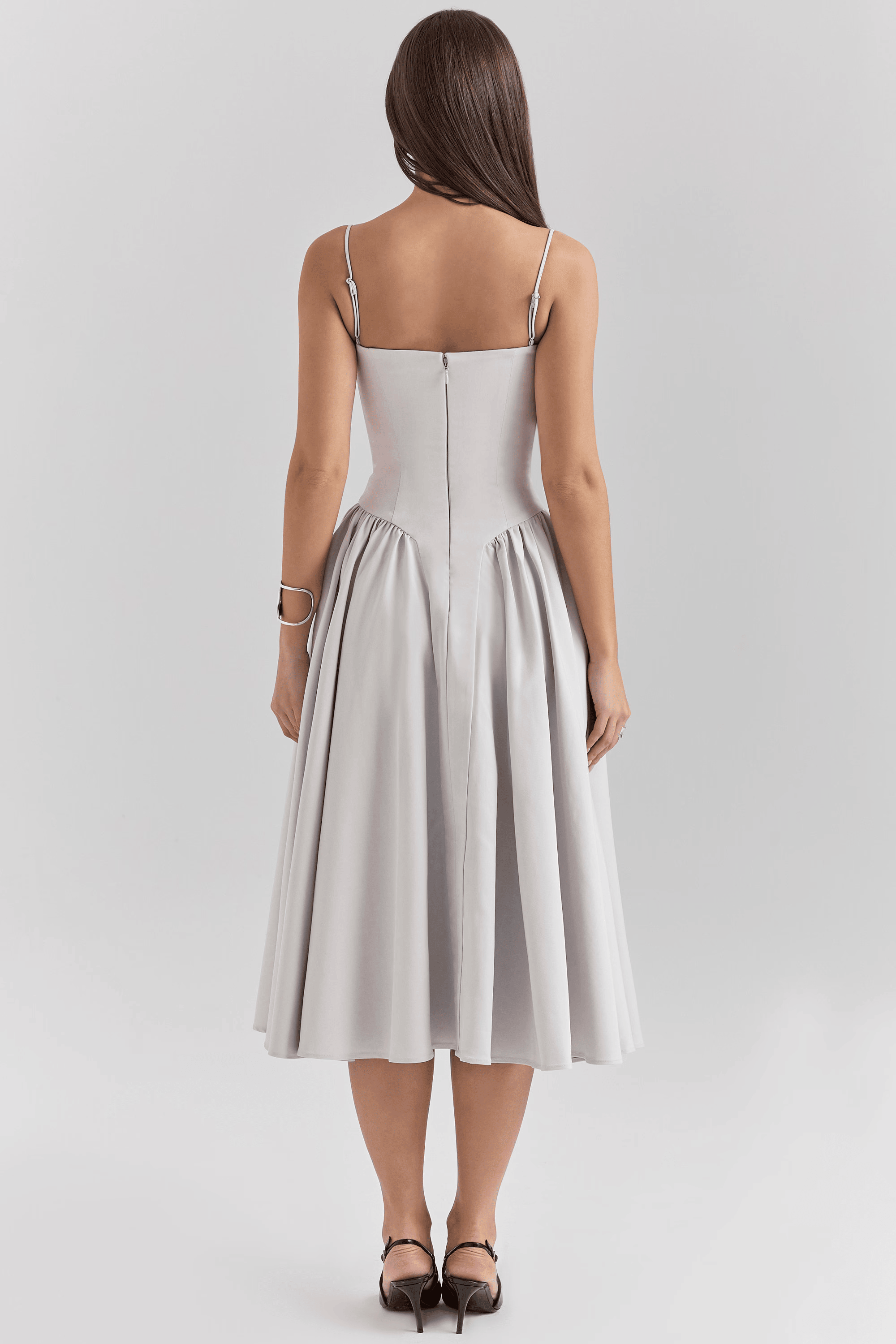 Women's Midi Dress – Strappy Neckline & Slim Fit