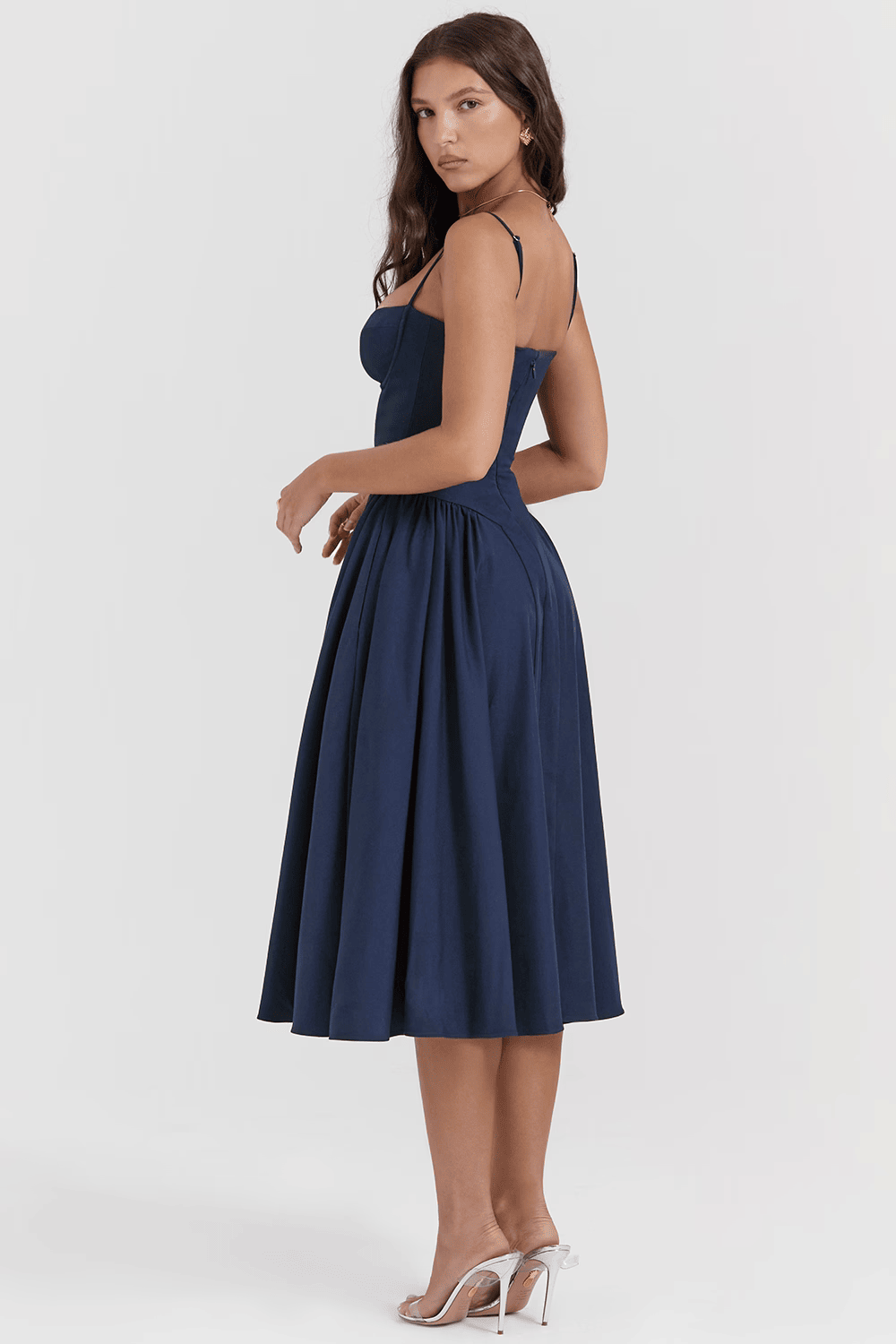 Women's Midi Dress – Strappy Neckline & Slim Fit