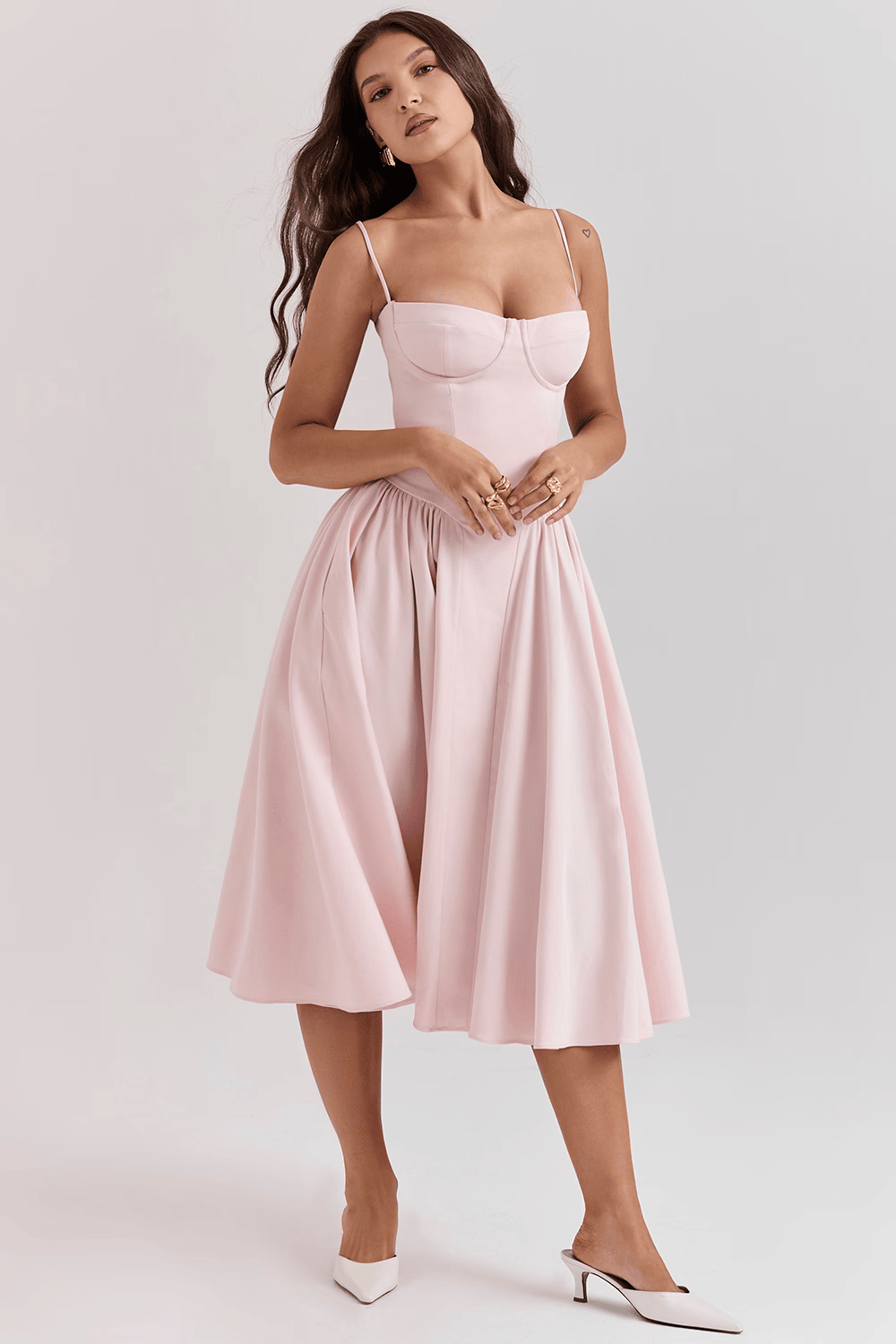 Women's Midi Dress – Strappy Neckline & Slim Fit