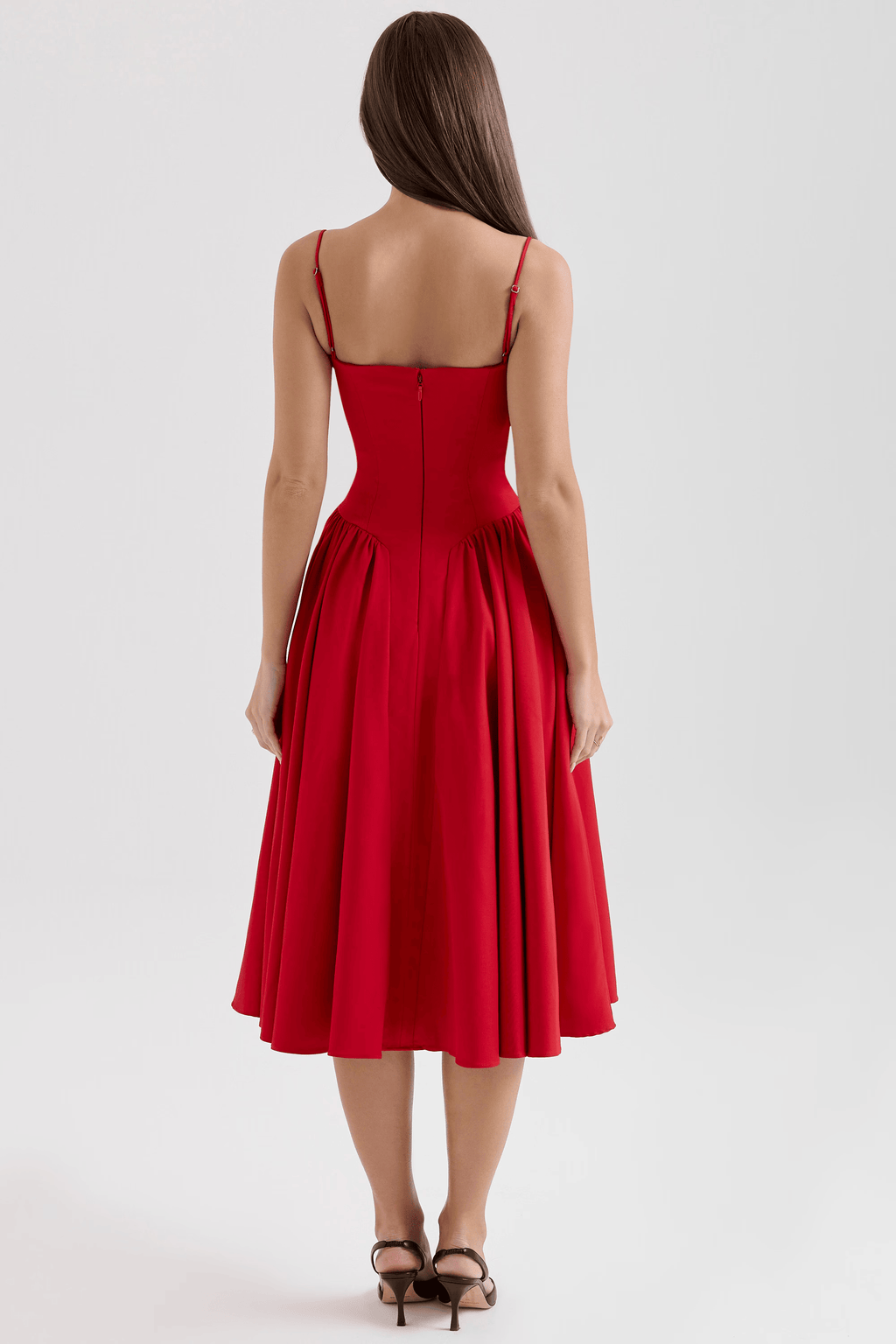 Women's Midi Dress – Strappy Neckline & Slim Fit
